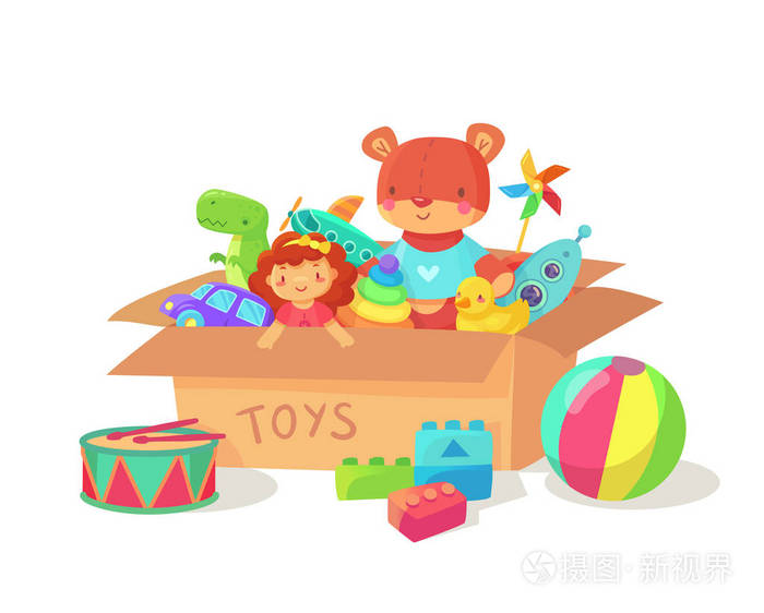 玩趣无尽 卡通儿童玩具与彩绘纸盒的创意表达